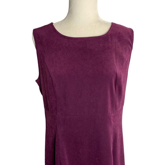 Vintage 90s Sag Harbor Suit Dress 12 Purple Sleeveless Zip Button Up Jacket - Picture 5 of 9